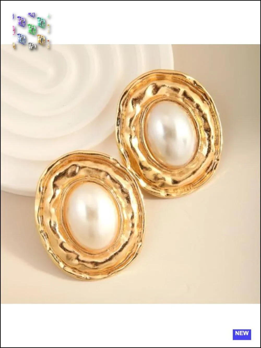 Chunky Large Pearl Dangle Earrings, Geometric Oval, Silver Tone, Faux Pearl